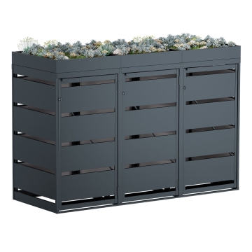 Abri pour trois poubelles à 120L Egon en anthracite