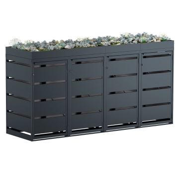 Abri pour quatre poubelles à 120L Egon en anthracite