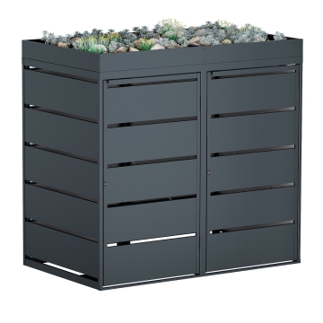 Abri pour deux poubelles à 240L Edgar en anthracite