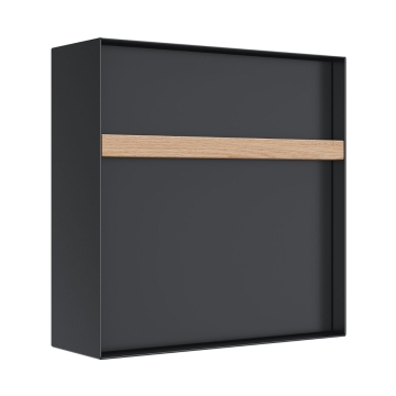 Boîte aux lettres murale Oxford en anthracite avec poignée en bois
