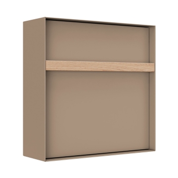 Boîte aux lettres murale Oxford en beige avec poignée en bois