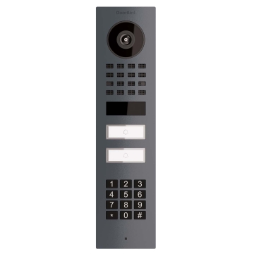 Interphone en saillie Smart-ON pour Two Doorbird D1102KV avec Keypad module en anthracite