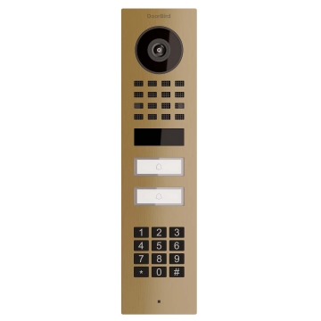 Interphone en saillie Smart-ON pour Two Doorbird D1102KV avec Keypad module avec aspect laiton