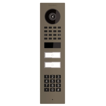 Interphone en saillie Smart-ON pour Two Doorbird D1102KV avec Keypad module en grisbeige