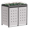 Abri pour deux poubelles à 120L Anna en gris clair métallisé avec cadre gris foncé