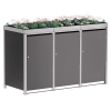 Abri pour trois poubelles à 120L Emma en anthracite avec cadre gris signal