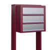 Boîte aux lettres Cube for Three en rouge avec rabat en acier inoxydable