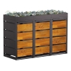 Abri pour trois poubelles à 120L Egon en noir avec façade décor bois