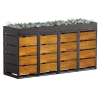 Abri pour quatre poubelles à 120L Egon en noir avec façade décor bois