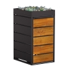 Abri pour une poubelle à 240L Edgar en noir avec façade décor bois