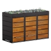 Abri pour trois poubelles à 240L Edgar en noir avec façade décor bois