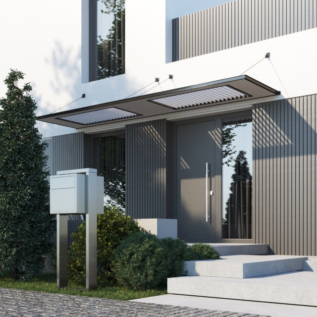 Boîte Aux Lettres Sur Pied, Design Lettre, Gris Métallisé. Bravios