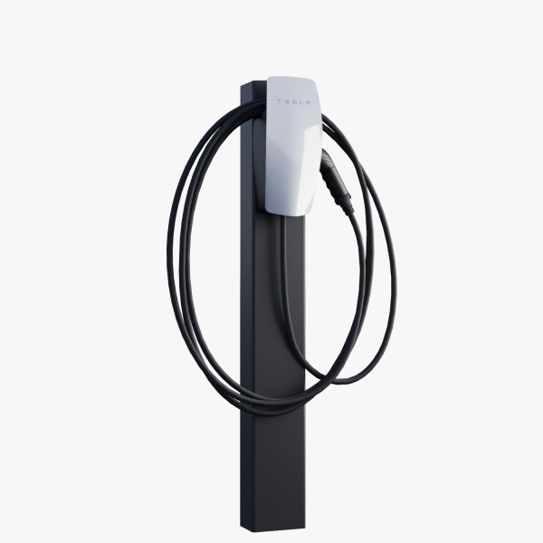 Borne de recharge Tesla VoltStand avec ancrage au sol en anthracite