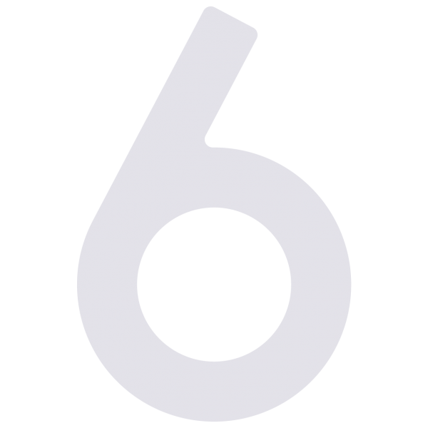 Numéro de maison auto-adhésif "6" - 40 mm en blanc