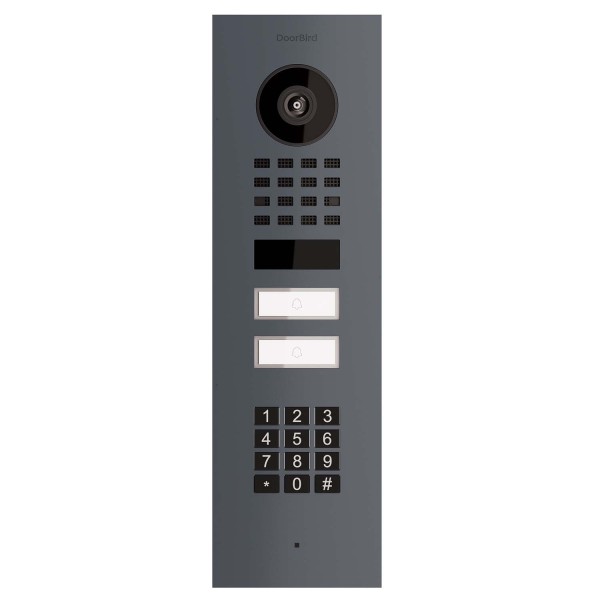 Interphone encastrable Smart-IN for Two Doorbird D1102KV avec Keypad module avec anthracite