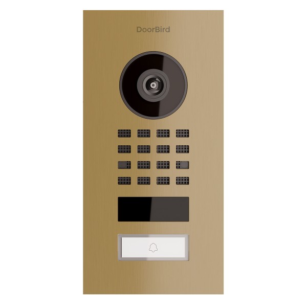 Interphone de porte encastré Smart-IN Doorbird D1101V avec aspect laiton