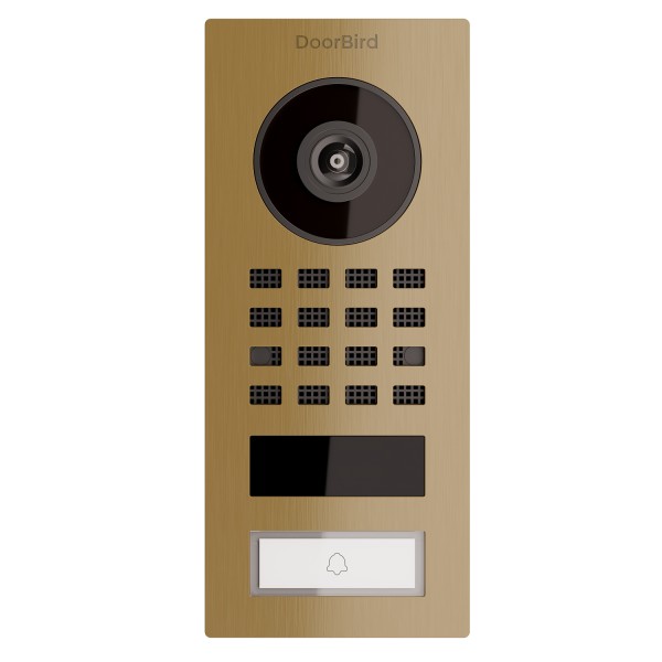 Interphone en saillie Smart-ON Doorbird D1101V avec aspect laiton