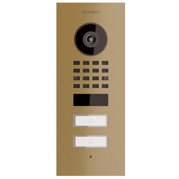 Interphone de porte encastré Smart-IN for Two Doorbird D1102V avec aspect laiton