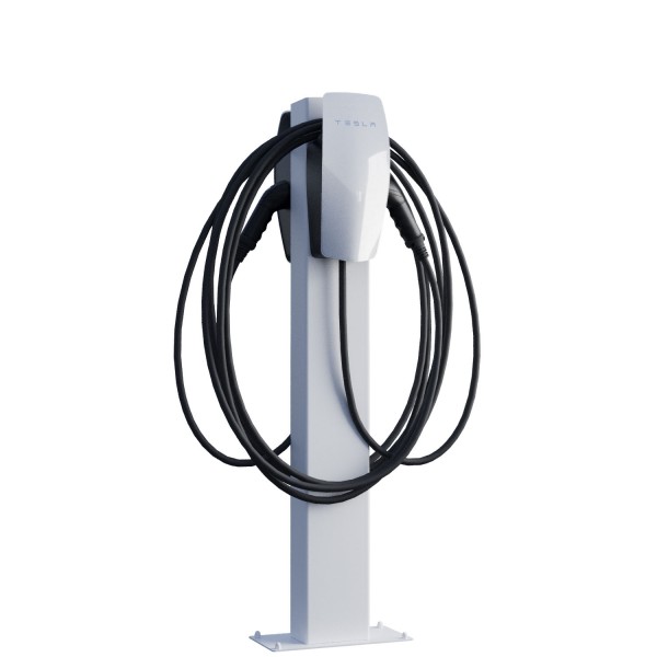 Borne de recharge Tesla VoltStand for Two avec plaque de sol blanc