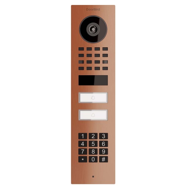 Interphone en saillie Smart-ON pour Two Doorbird D1102KV avec Keypad module en aspect bronze