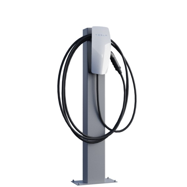 Borne de recharge Tesla VoltStand avec plaque de sol gris