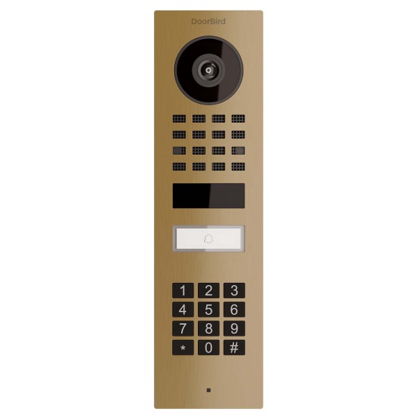 Interphone en saillie Smart-ON Doorbird D1101KV avec Keypad module avec aspect laiton