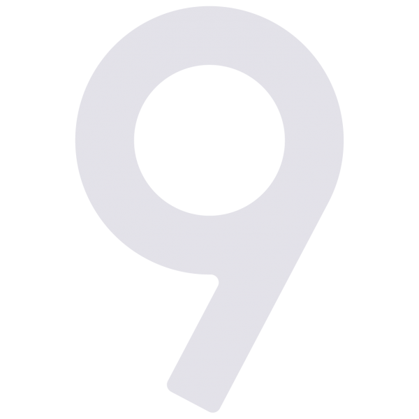 Numéro de maison auto-adhésif "9" - 245 mm en blanc