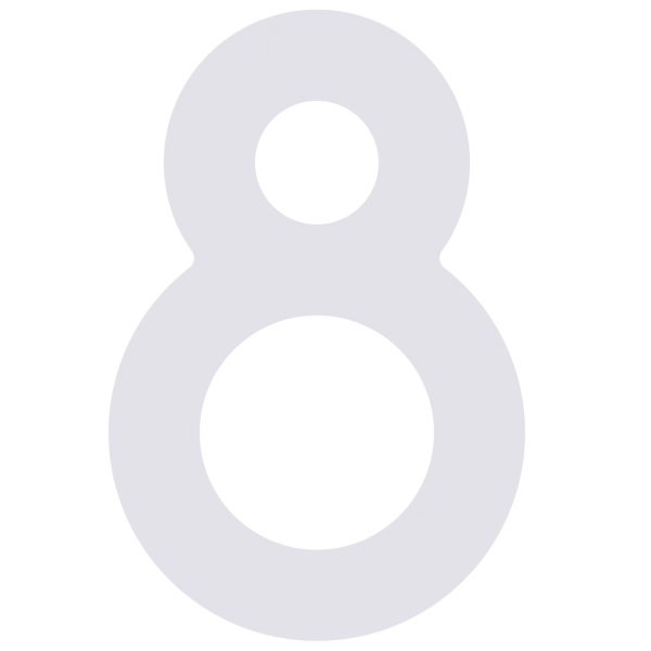 Numéro de maison auto-adhésif "8" - 245 mm en blanc